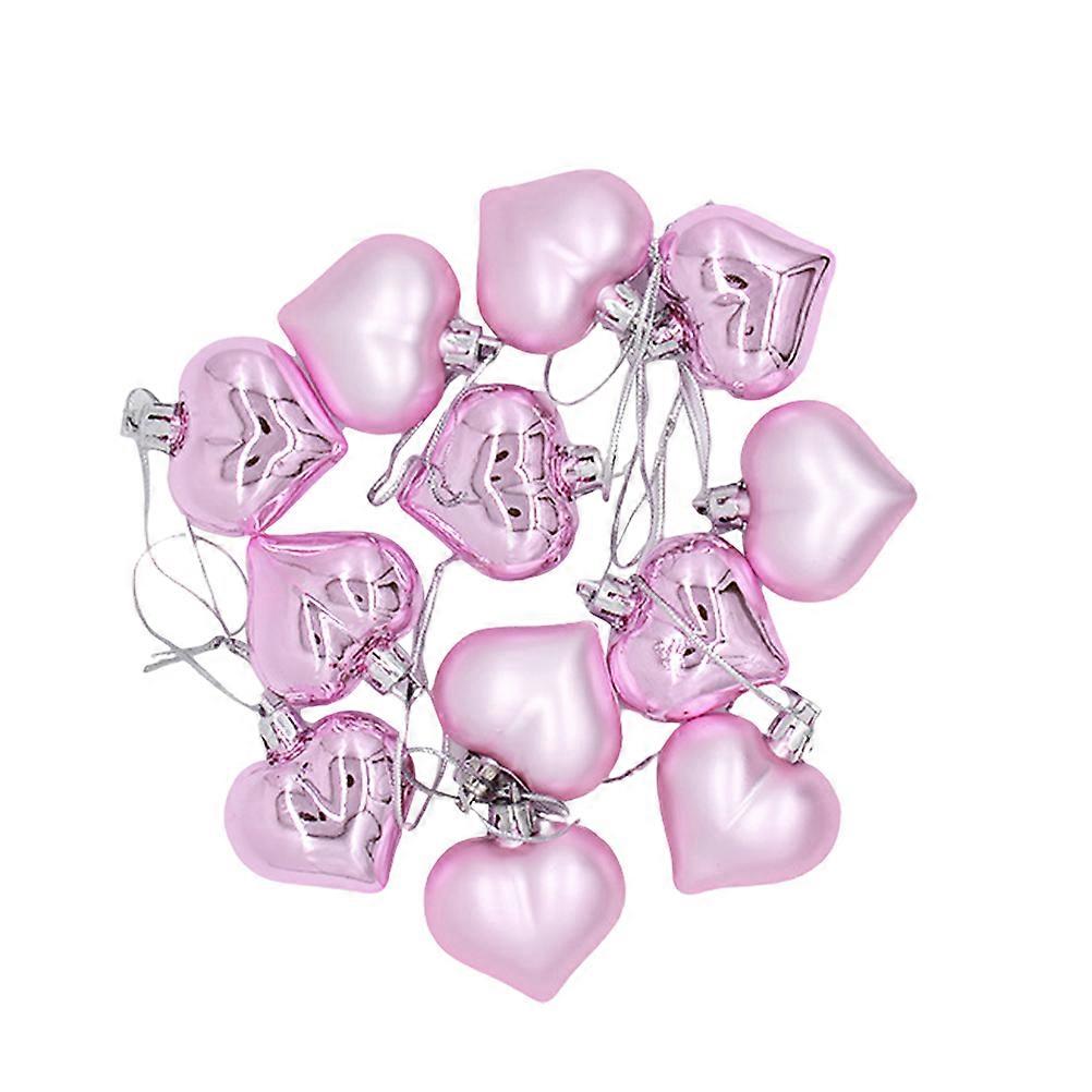 Valentine's Day Heart Hanging Ornaments 24Pcs Perfect For Staircase Railings With Design 4.5X4.5CM Pink