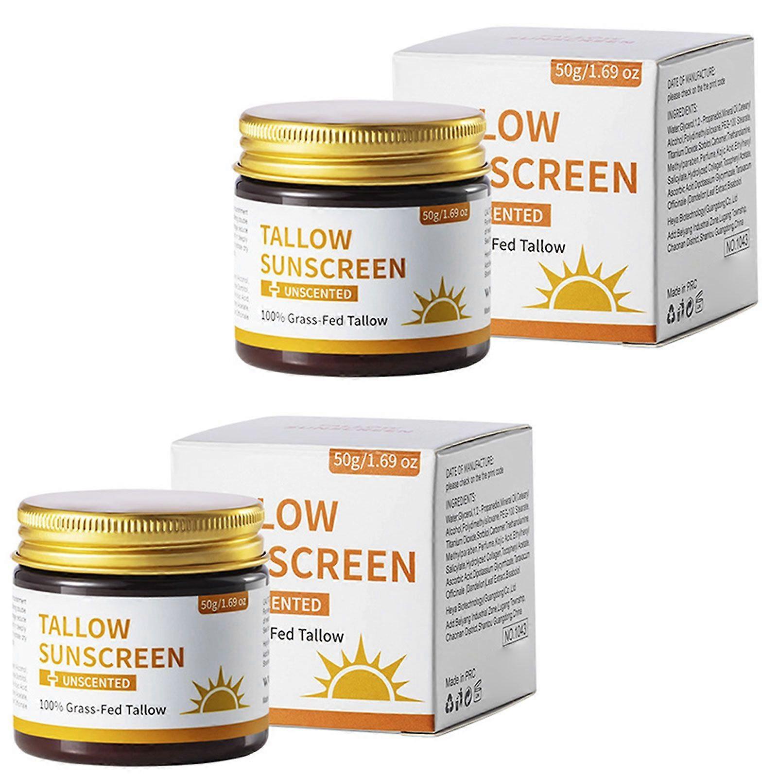 Raw Beef Tallow Sunscreen SPF 50, Grass-Fed Tallow Sunscreen, Non-Greasy Mineral Sunscreen for Face & Body