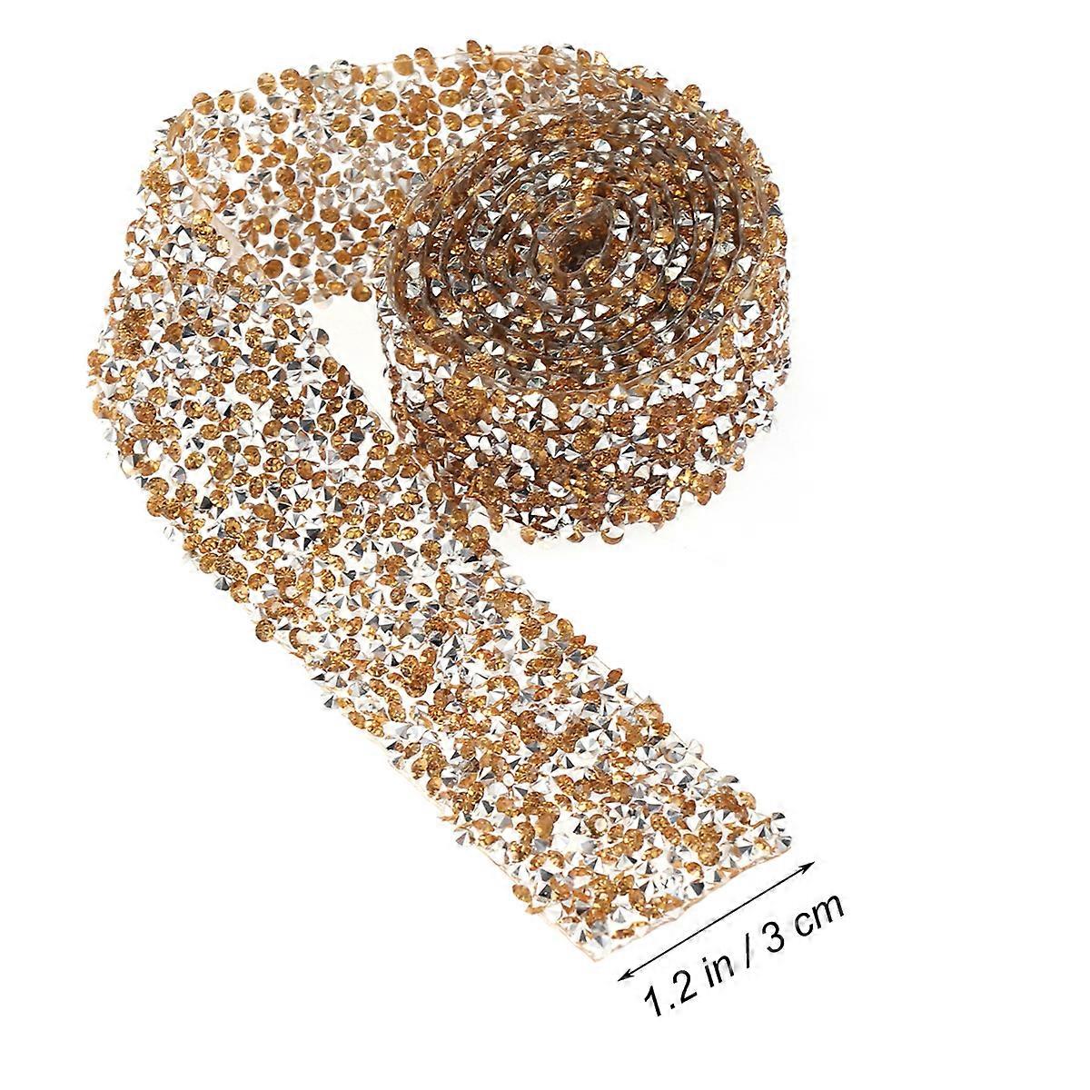 Golden Resin Rhinestone Chain Belt for Decorative Use Adds Sparkle to Dresses and Crafts 1 Yard