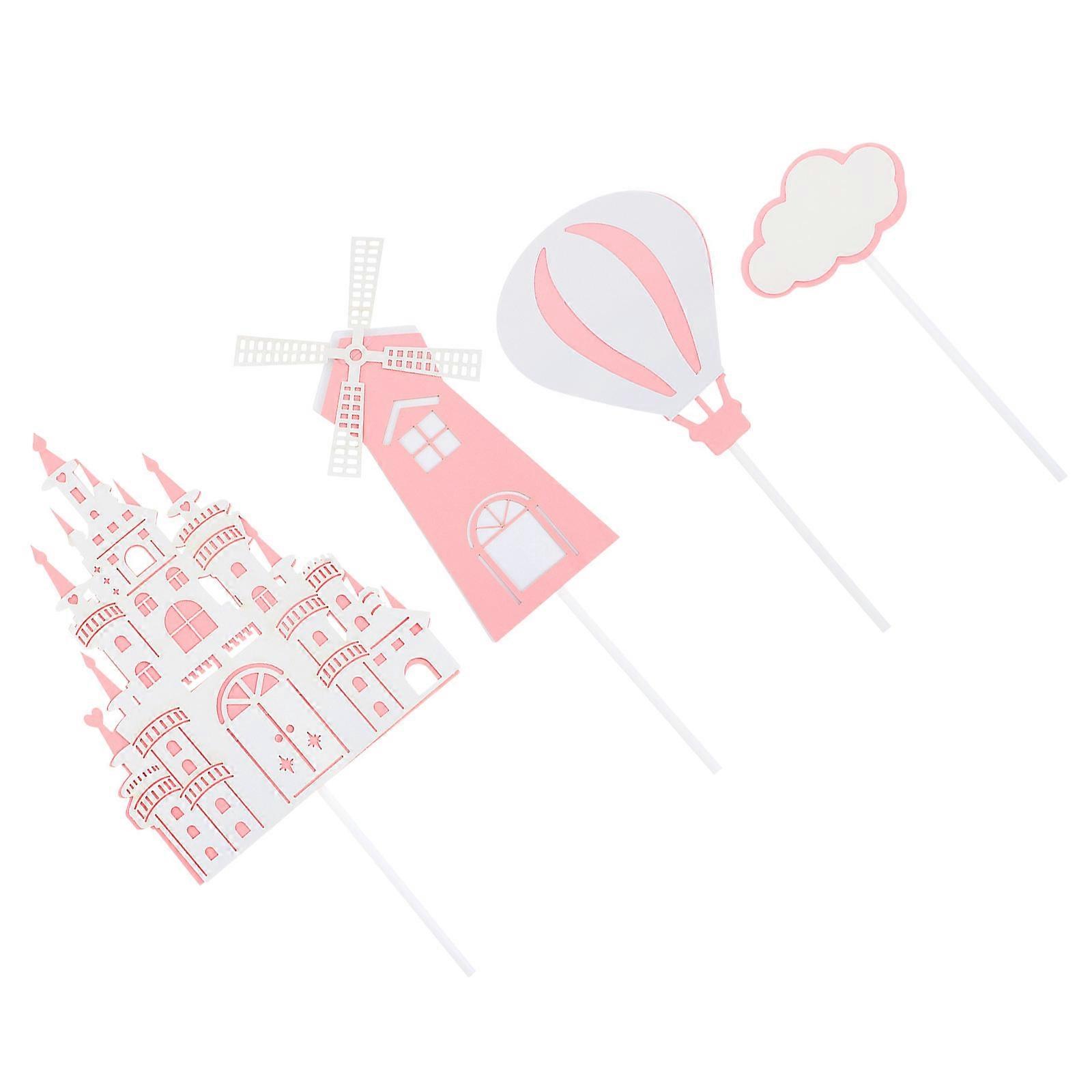 Cake Decoration 8Pcs Pink Paper Cake Picks for Versatile Decoration