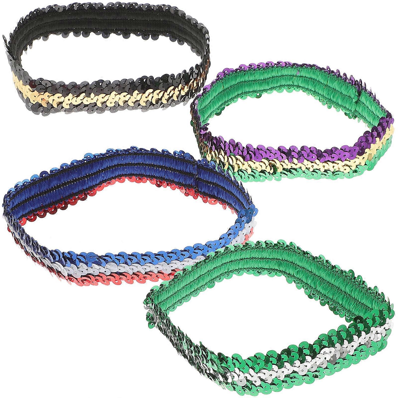 Fashionable Elastic Sequin Headband For Women Perfect For Performance And Photography With Assorted Color 4Pcs
