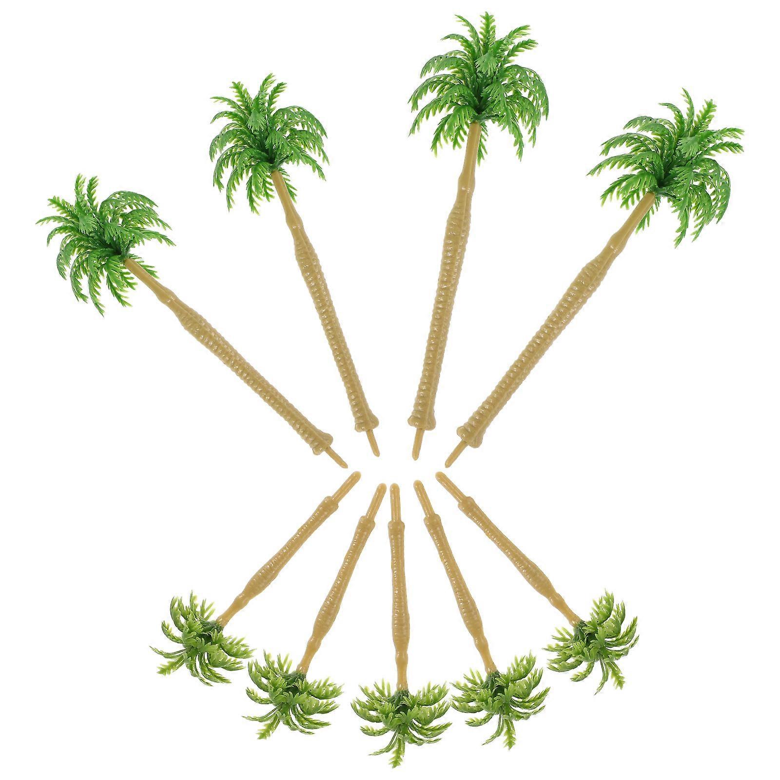 Miniature Palm Trees Model for Decoration 9Pcs Plastic Simulation Coconut Trees