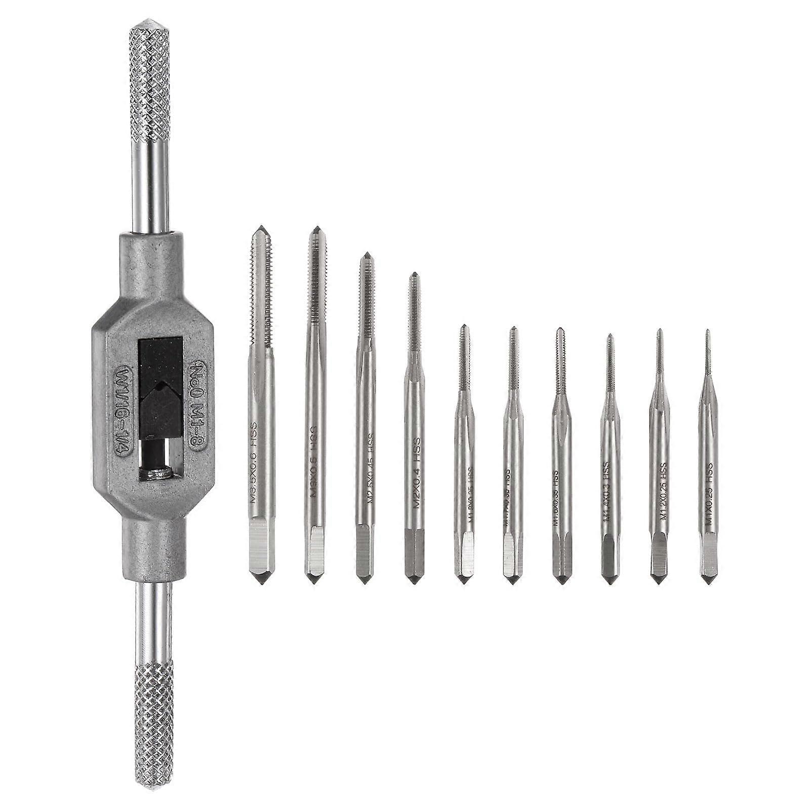 11pcs Micro Threading Tool Set M1-M3.5 Mini Taps + M1-M8 Metric Taps for Precision Threading Applications