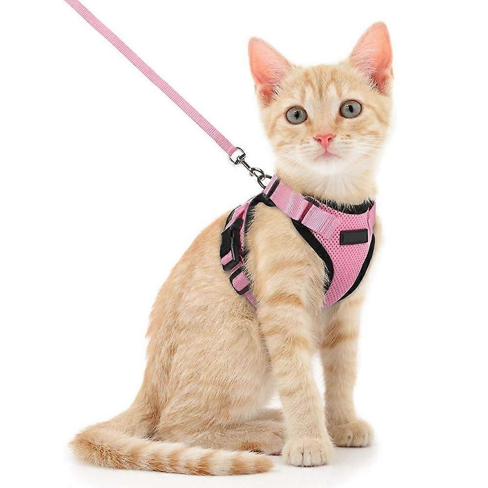 Cat Harness, Adjustable with Leash, Safety for Small Medium Large Cats (Pink, XS)