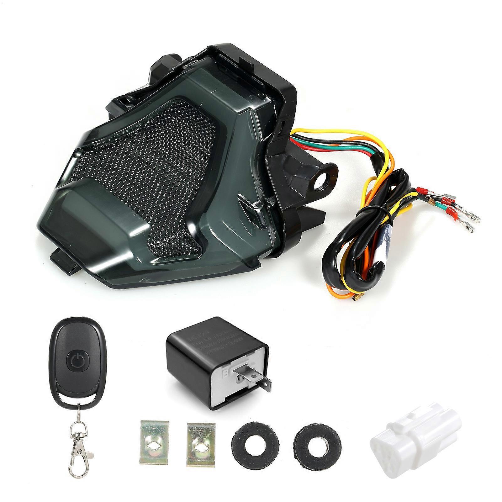 LED Motorcycle Brake Light Tail Lamp with RGB Turn Signals APP Control 2 Pin Flasher Relay for YZF R3 R25 MT07 FZ07