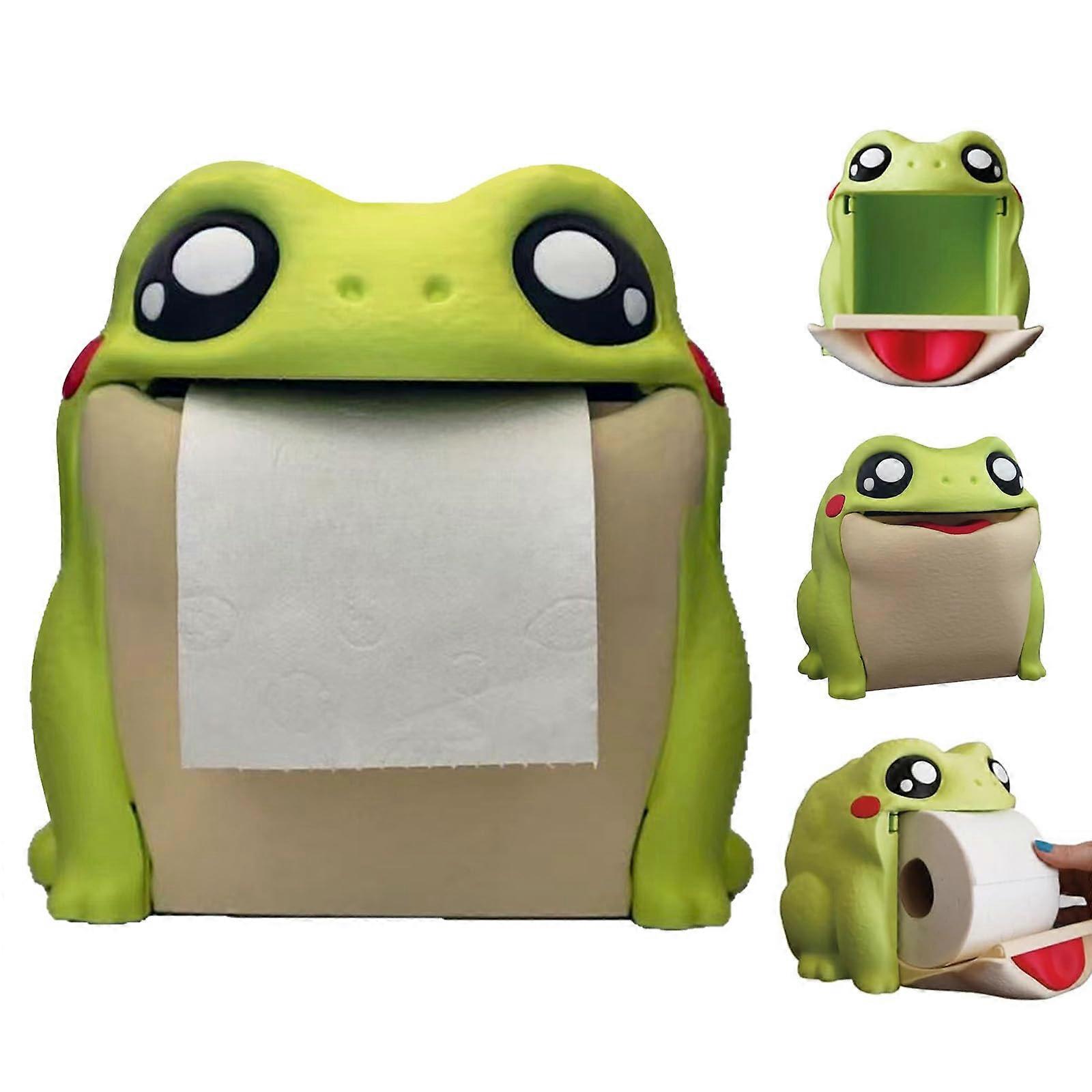 Frog Toilet Paper Holder, Funny 3D Frog Design, Cute Kitchen and Bathroom Roll Holder, Durable Resin Material