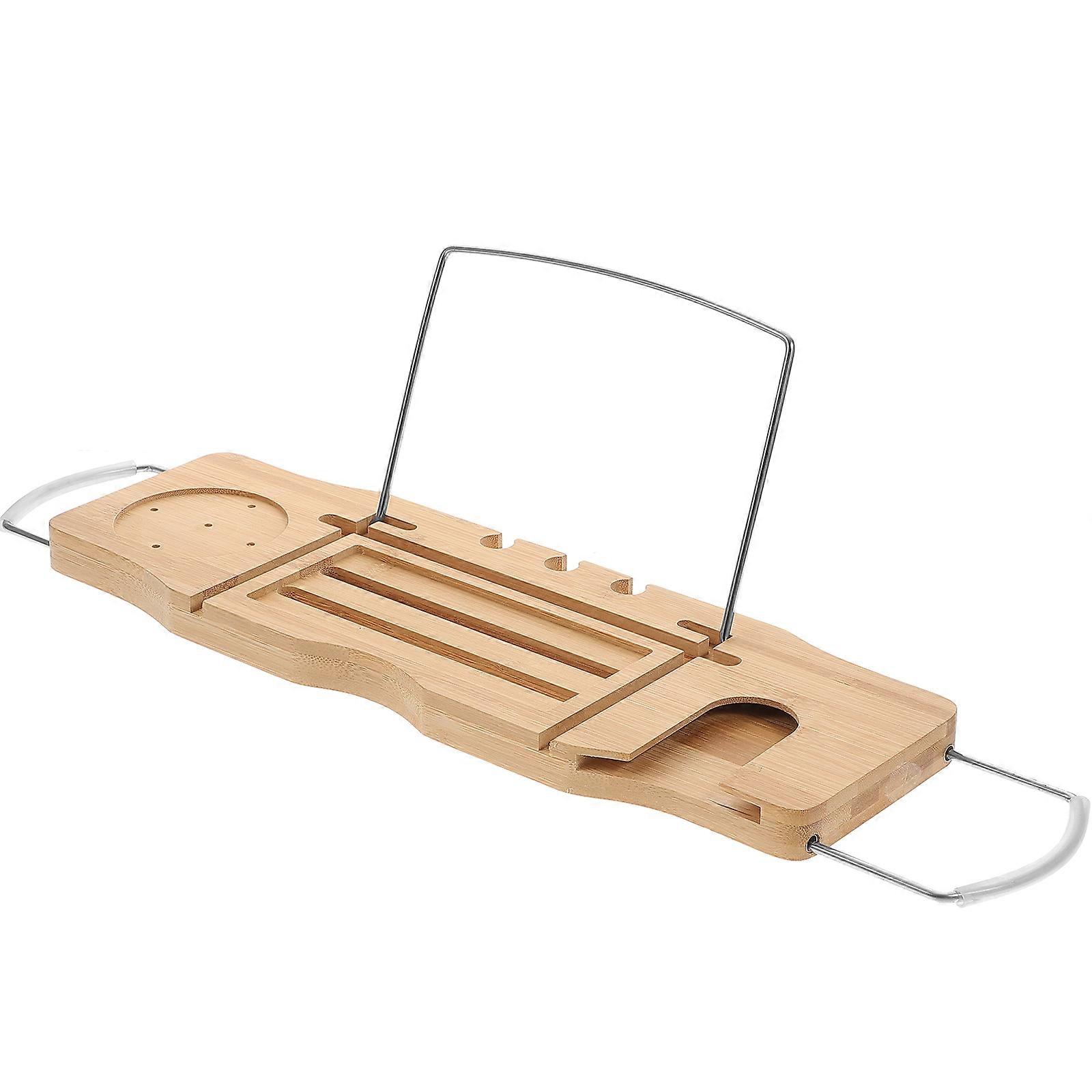 Plateau de baignoire en bambou et métal avec poignées antidérapantes pour un usage domestique Kaki 1 pièce