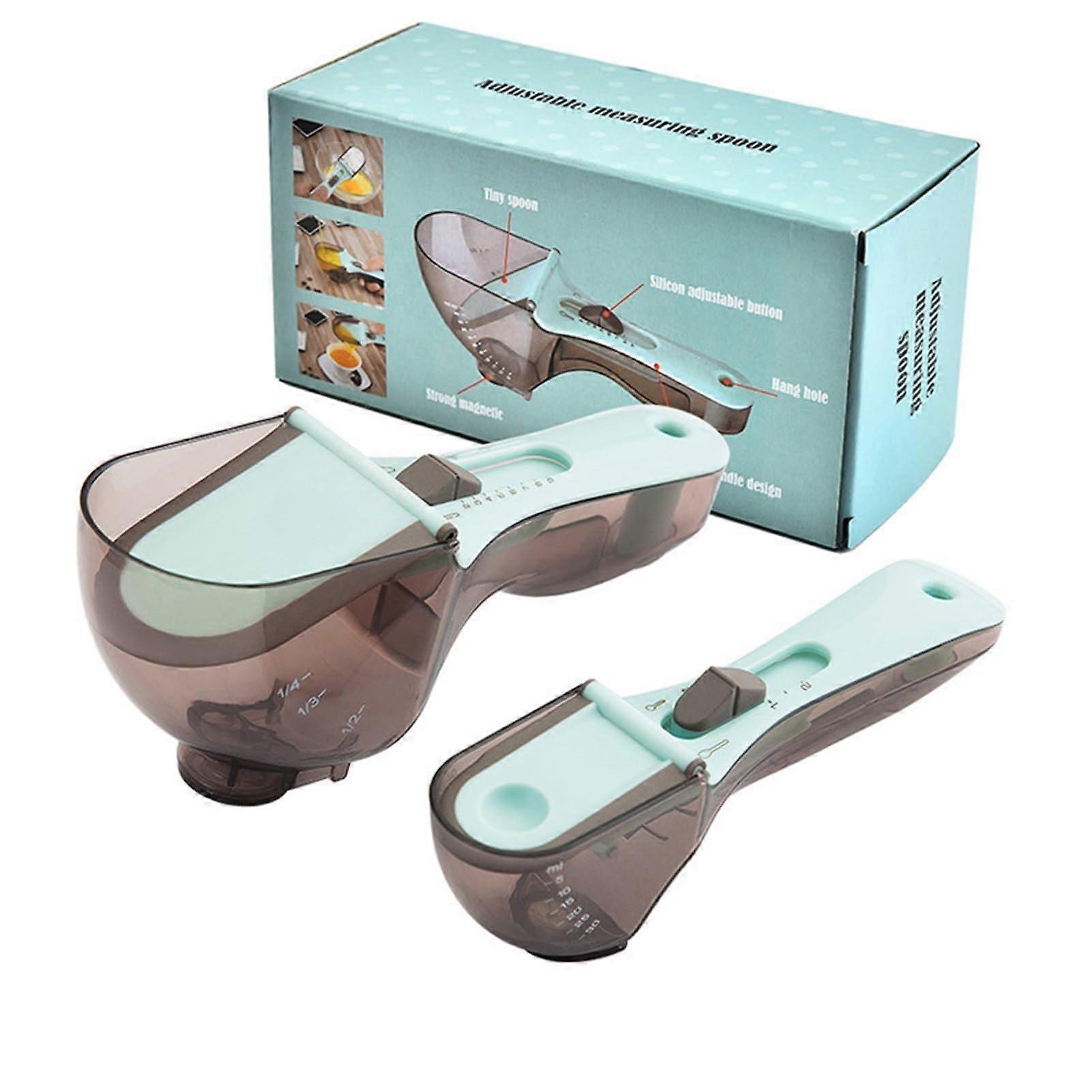 Adjustable Baking Measuring Spoon Set - 2 Battery-Free Digital Magnetic Spoons, Teaspoon & Tablespoon for Accurate Kitchen Measurements