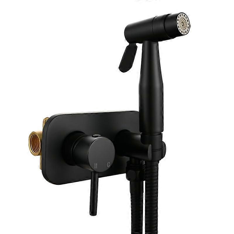 Handheld Bidet Sprayer Kit, Single Handle, Toilet Jet Wash Spray, Brass Black Seat, Hot And Cold Water, Dual Mode