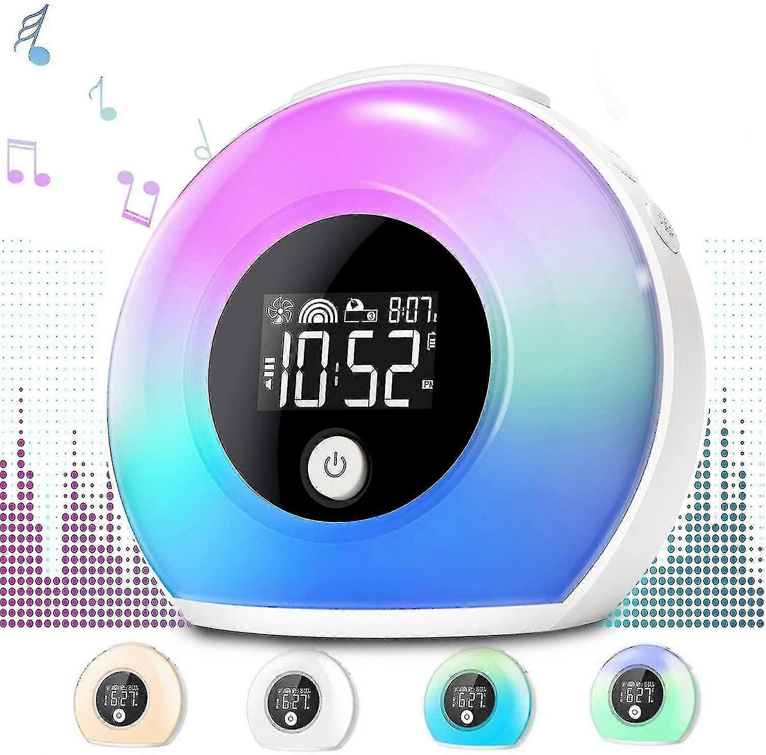 Wake Up Light Alarm Clock with Bluetooth Speaker, Kids Night Light, 4 Brightness Levels