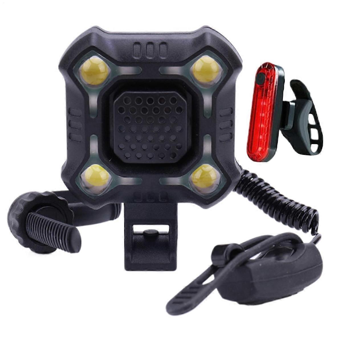 Bike Horn with Wide Range Floodlight,USB Rechargeable Black