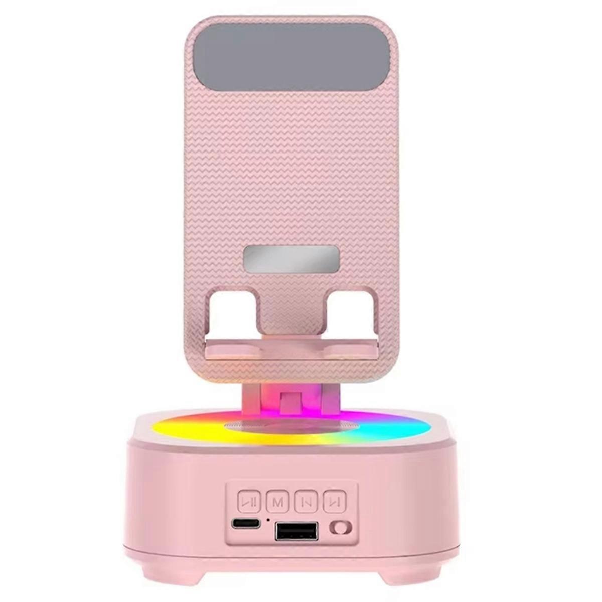 Bluetooth Speaker Phone Stand LED Music Box Pink