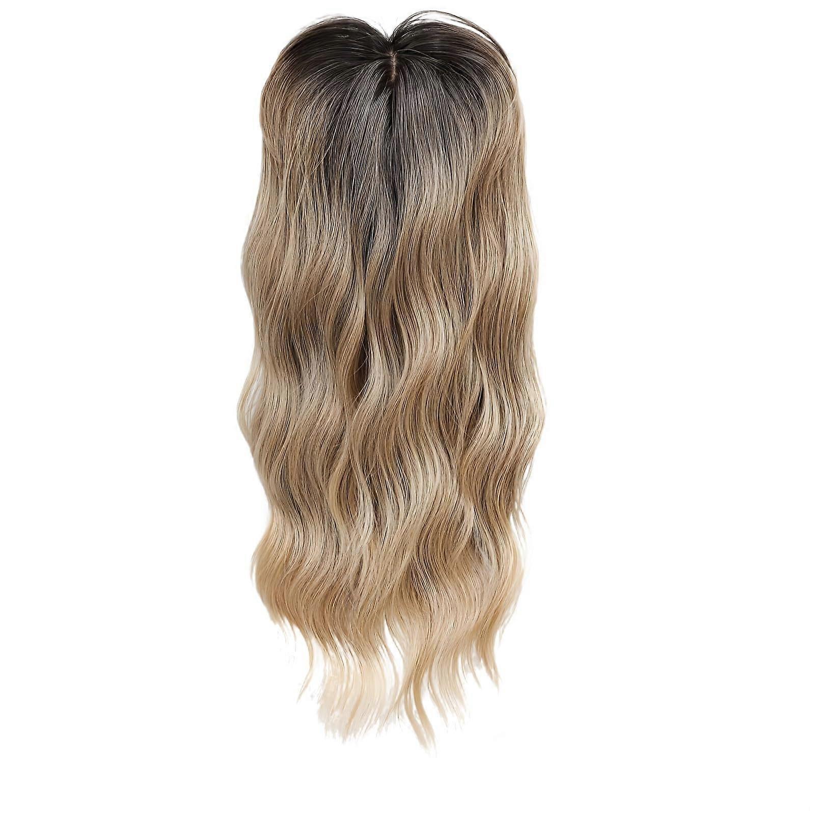 Curly 18-Inch Dark Blonde Clip-In Hair Topper Gradient Color No Glue Adds Volume And Natural Style