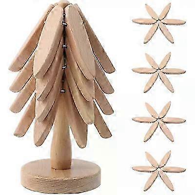 4-Piece Foldable Solid Wood Trivet Set for Hot Pots & Pans, Heat Resistant Tableware Protector