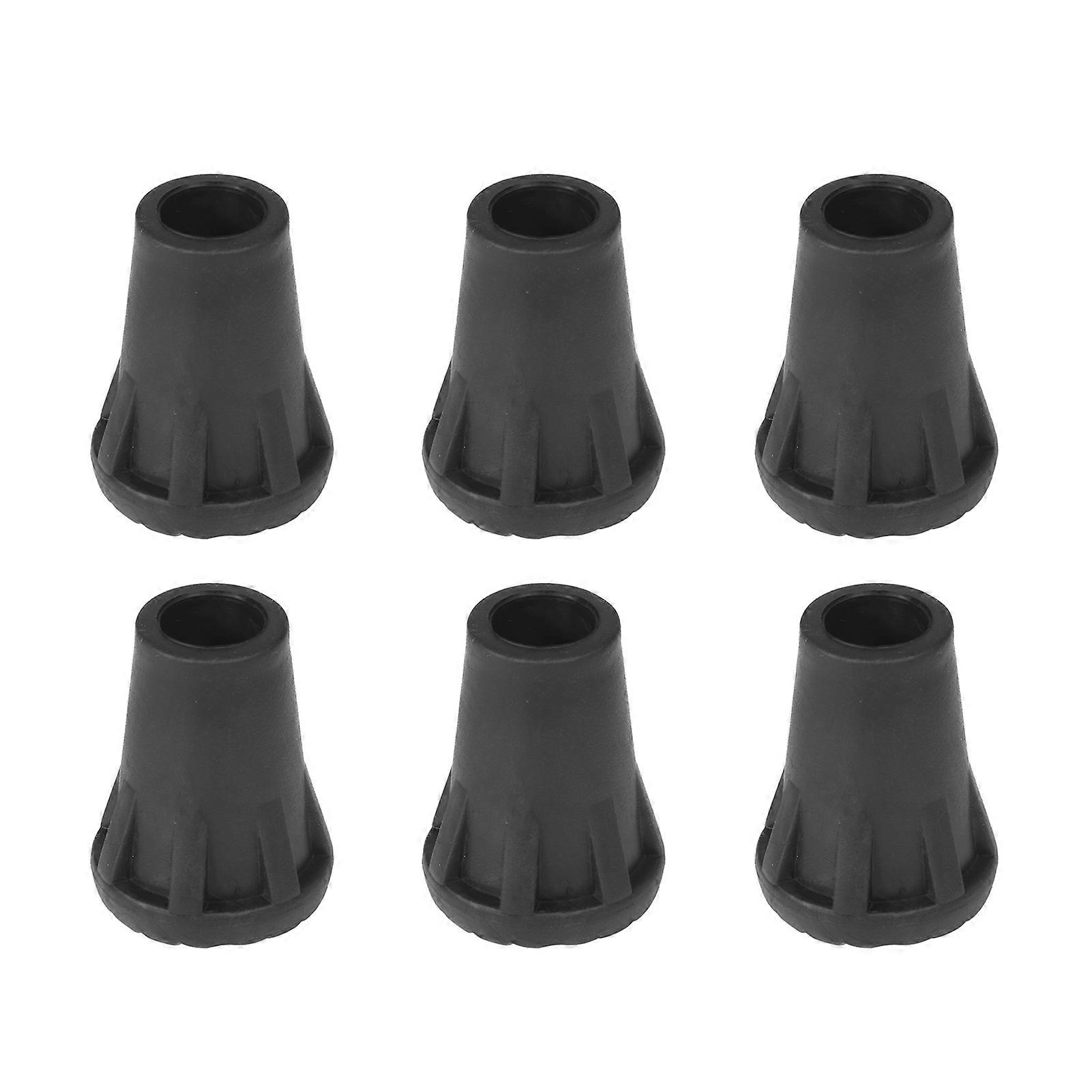 6pcs Black PVC Trekking Pole Tip Covers 3.3cm Durable Caps