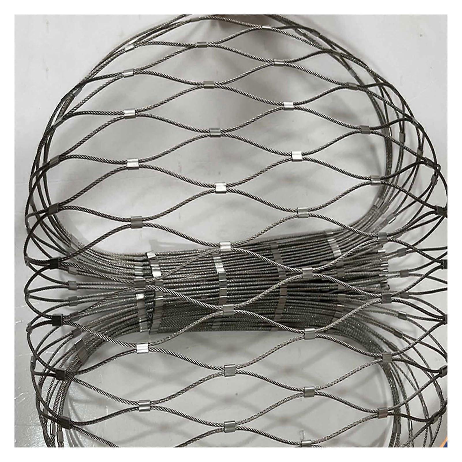 304 Stainless Steel Rope Net, 6 cm Mesh, 2 mm Rope, Snap Connection, Stair and Garden Fence Net, 0.8 x 5 m, Silver