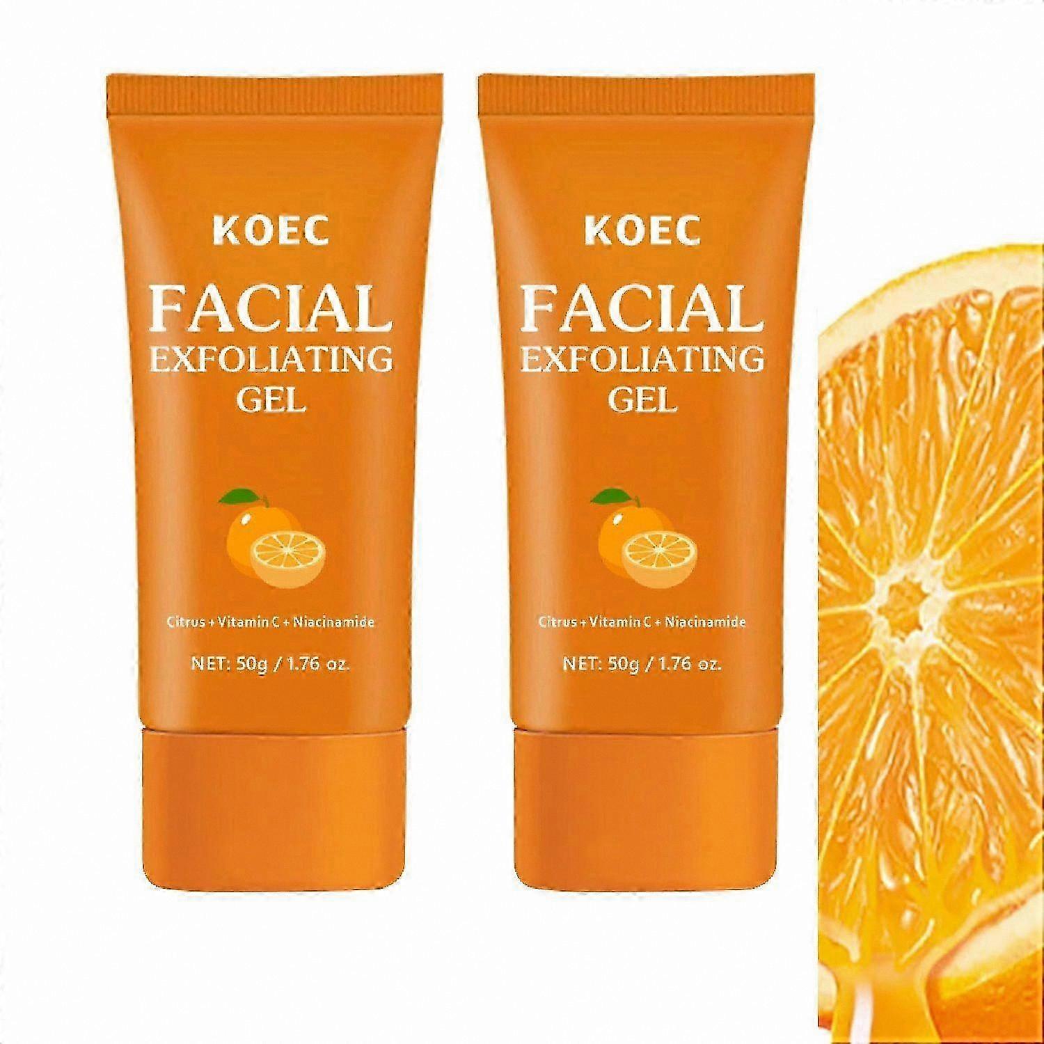 Orange Facial Exfoliating Gel - 2 Pack Deep Cleansing Scrub for Face and Body Skin Moisturizing Treatment