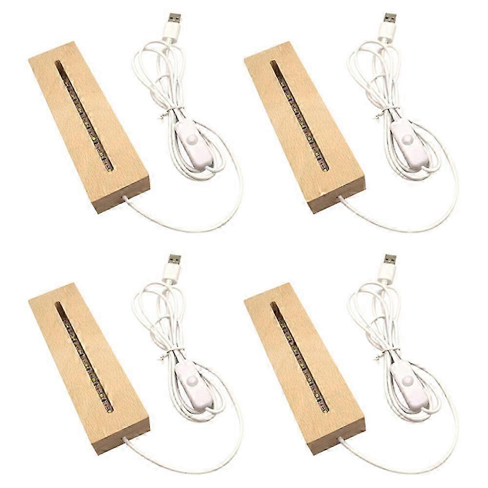 Wooden Rectangle Light Base with LED Display for Acrylic, Crystal and Other Decorative Light Lamps