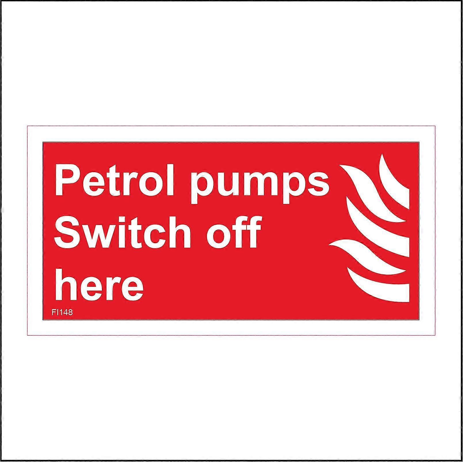 FI148 Petrol Pumps Switch Off Here Sign with Fire