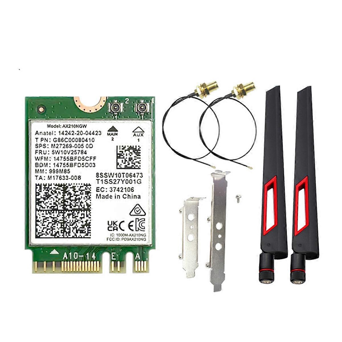 بطاقة AX210NGW 6E + هوائي 10 ديسيبل 2.4G / 5G / 6 جيجا هرتز ثلاثي الموجات بلوتوث 5.3
