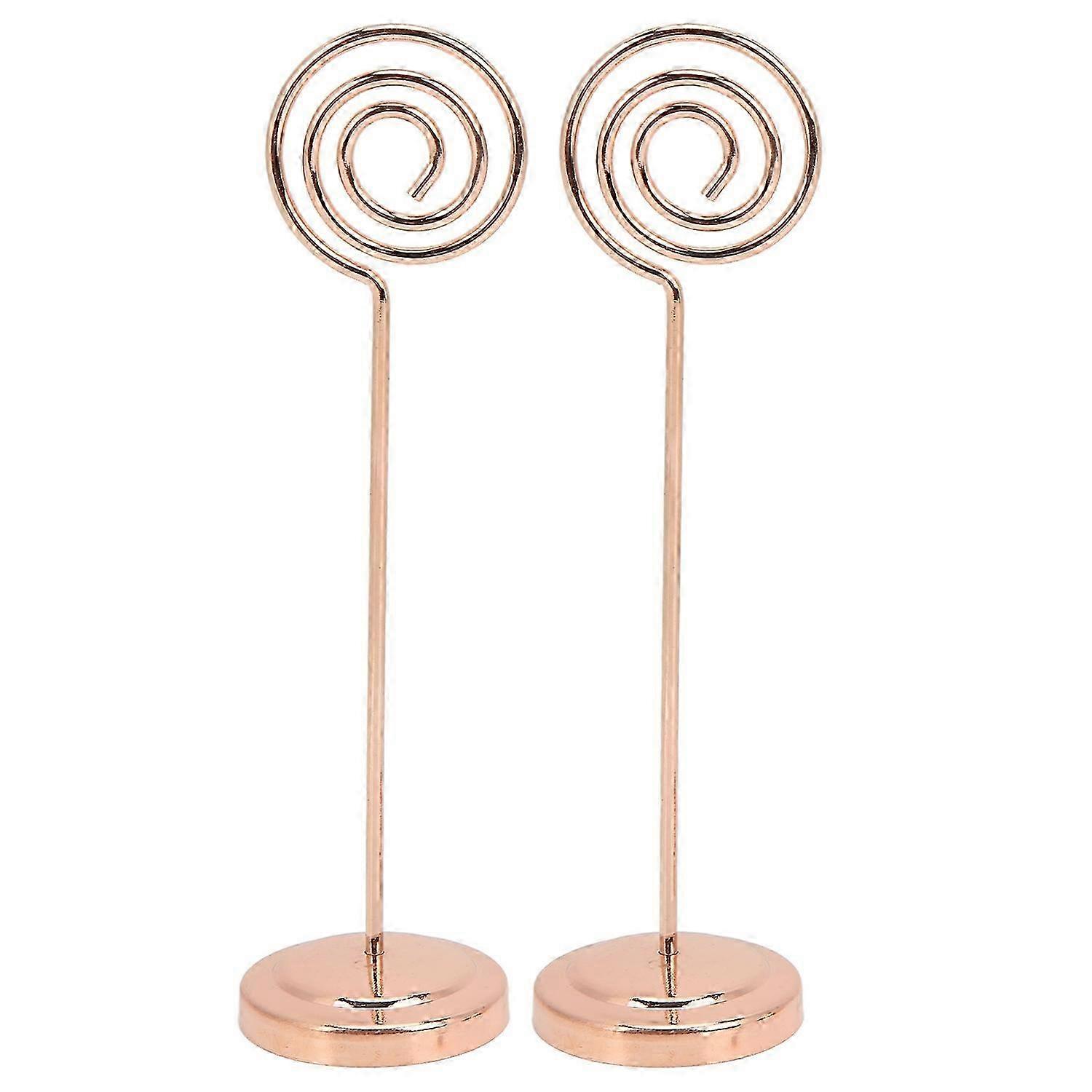 2Pcs Table Number Holder Round Metal Steady Semicircle Convex Design Electroplating Technology Photo