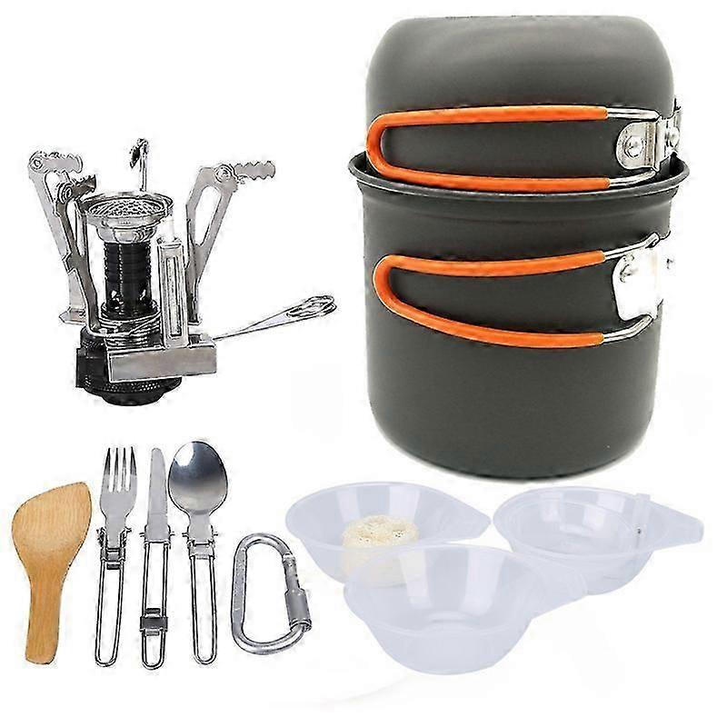 portable camping cookware set for 1-2 people high temperature resistant