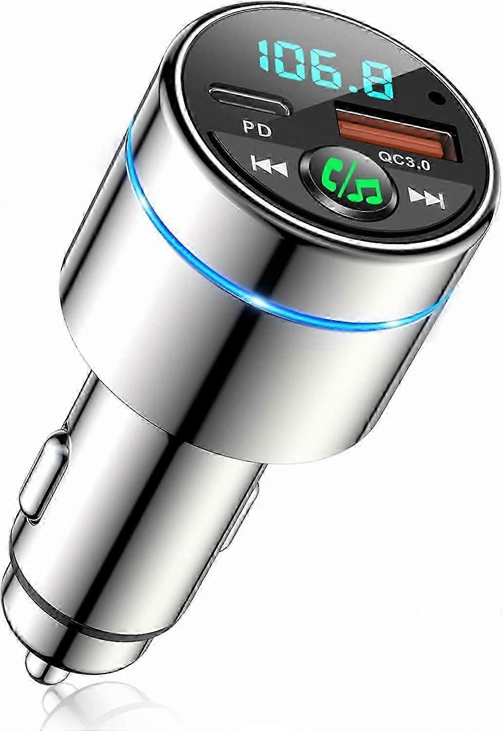 Bluetooth FM Transmitter, Wireless Car Adapter with Fast Charging, Noise Reduction for Hands-Free Calls