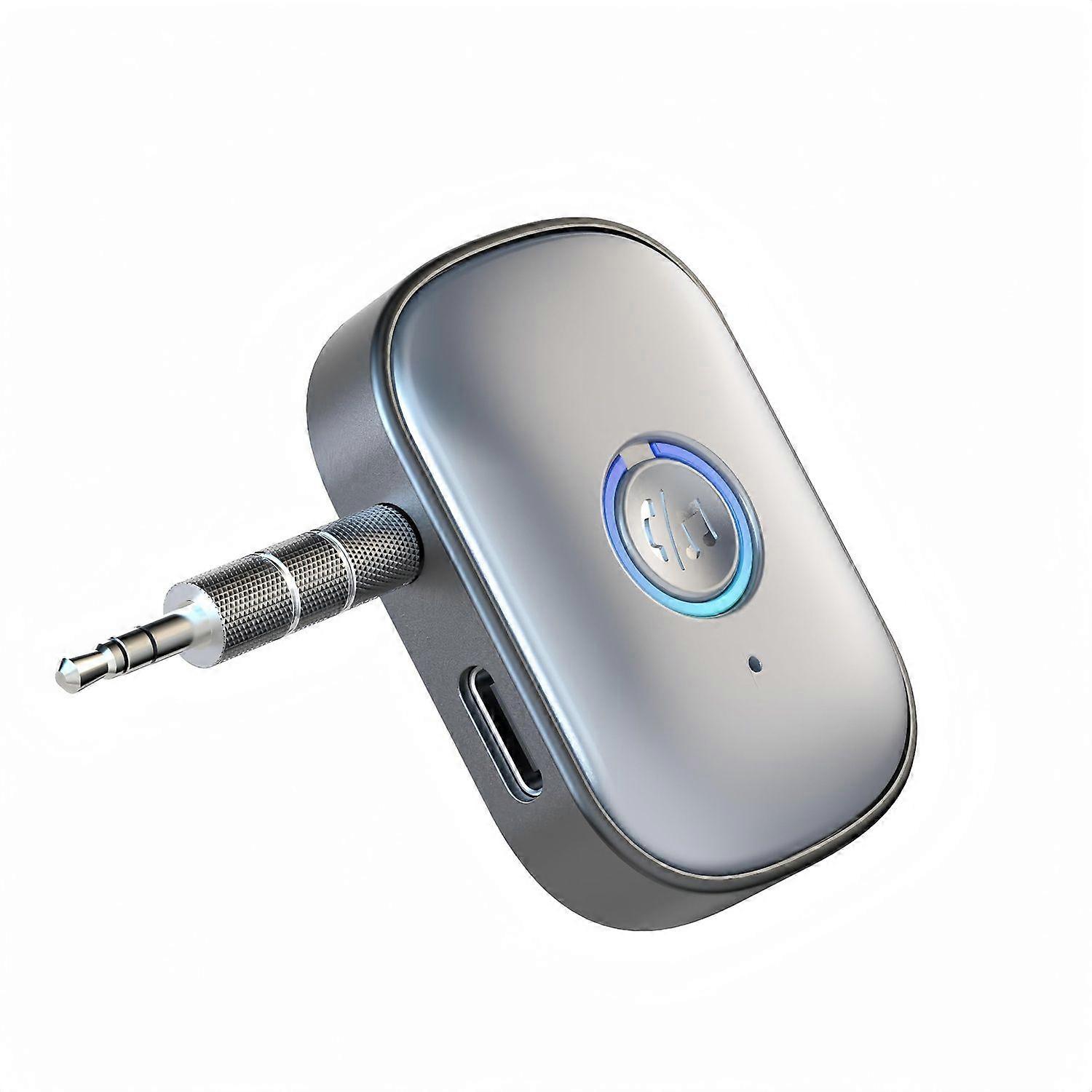Car Bluetooth 5.3 Aux Adapter for Music, Mini Bluetooth Receiver for Car/Home Stereo, 3.5mm Jack Aux Wireless Adapter Built-in Mic, Hands-Free Calls,
