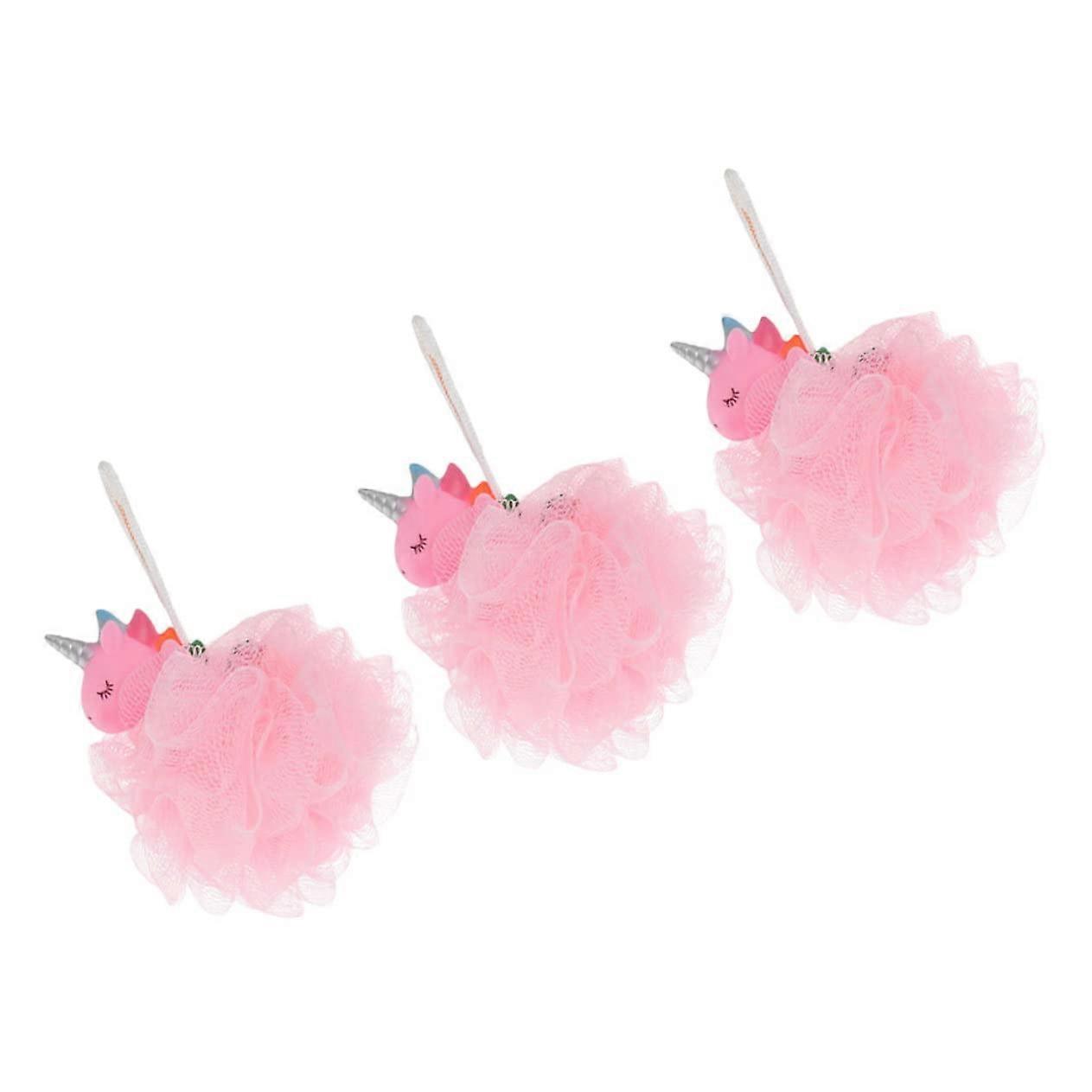 Unicorn Bathing Mesh Shower Balls, 3-Pcs, Gentle Exfoliating Scrubbers, Soft Loofahs For Adults, Durable Skin Safe Balls