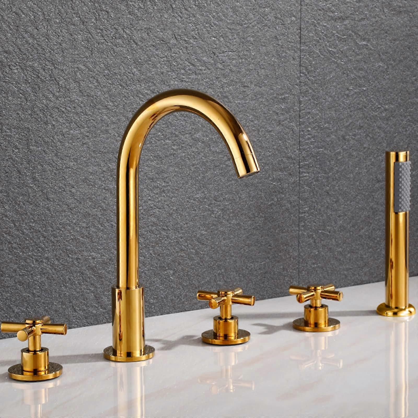 5Hole Dual Handle Shower And Bathtub Faucet Adjustable Mixer Tap Modern Design Noir