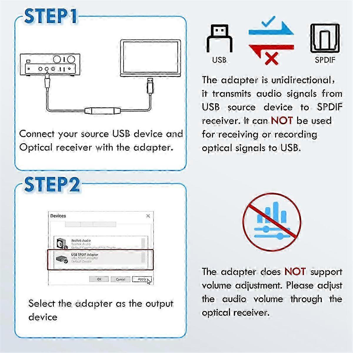 USB to Optical Audio Adapter: USB A to SPDIF Sound Card Optical Output for Laptops