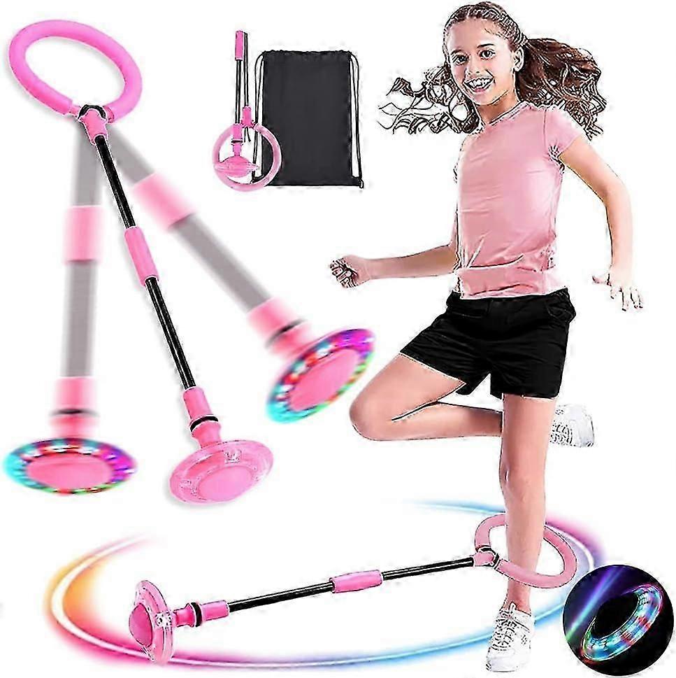 Jumping Ball with LED Light for Kids - Flashing Jump Ring, Spinning Gyro, Foldable