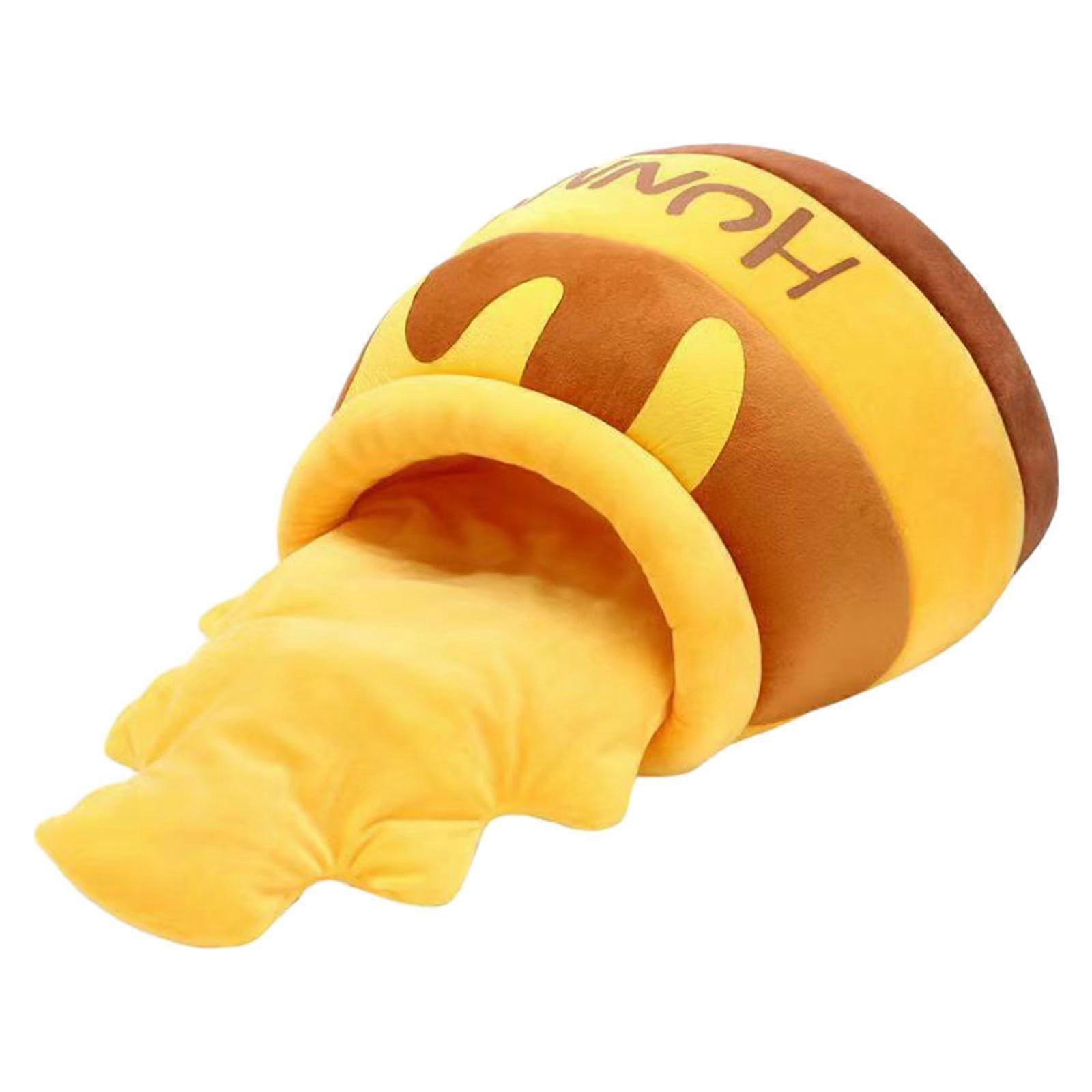 Cat Bed Honey Pot Shape Nest With Non Slip Bottom Small Removable Cushion Cave Style Cartoon Kennel