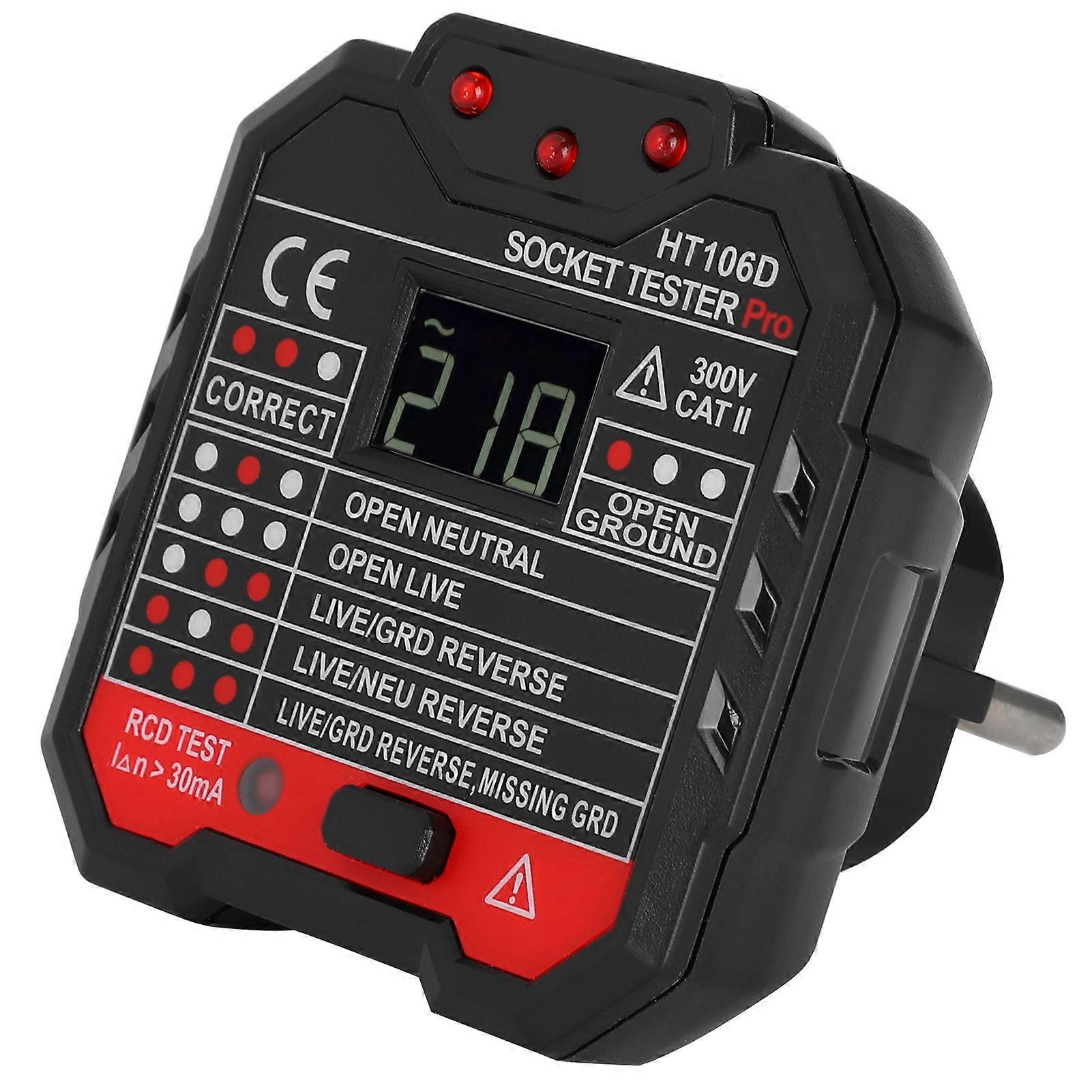 HT106D Digital Socket Detector Portable Phase Tester 6.5x6.1x6.1cm