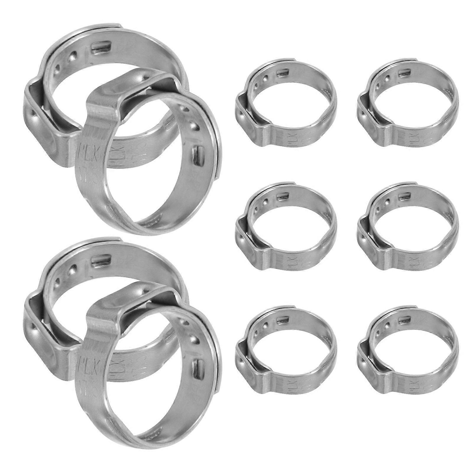 Water Gas Pipe Single Ear Hose Clip Drive Hose Clamp 10Pcs Silver