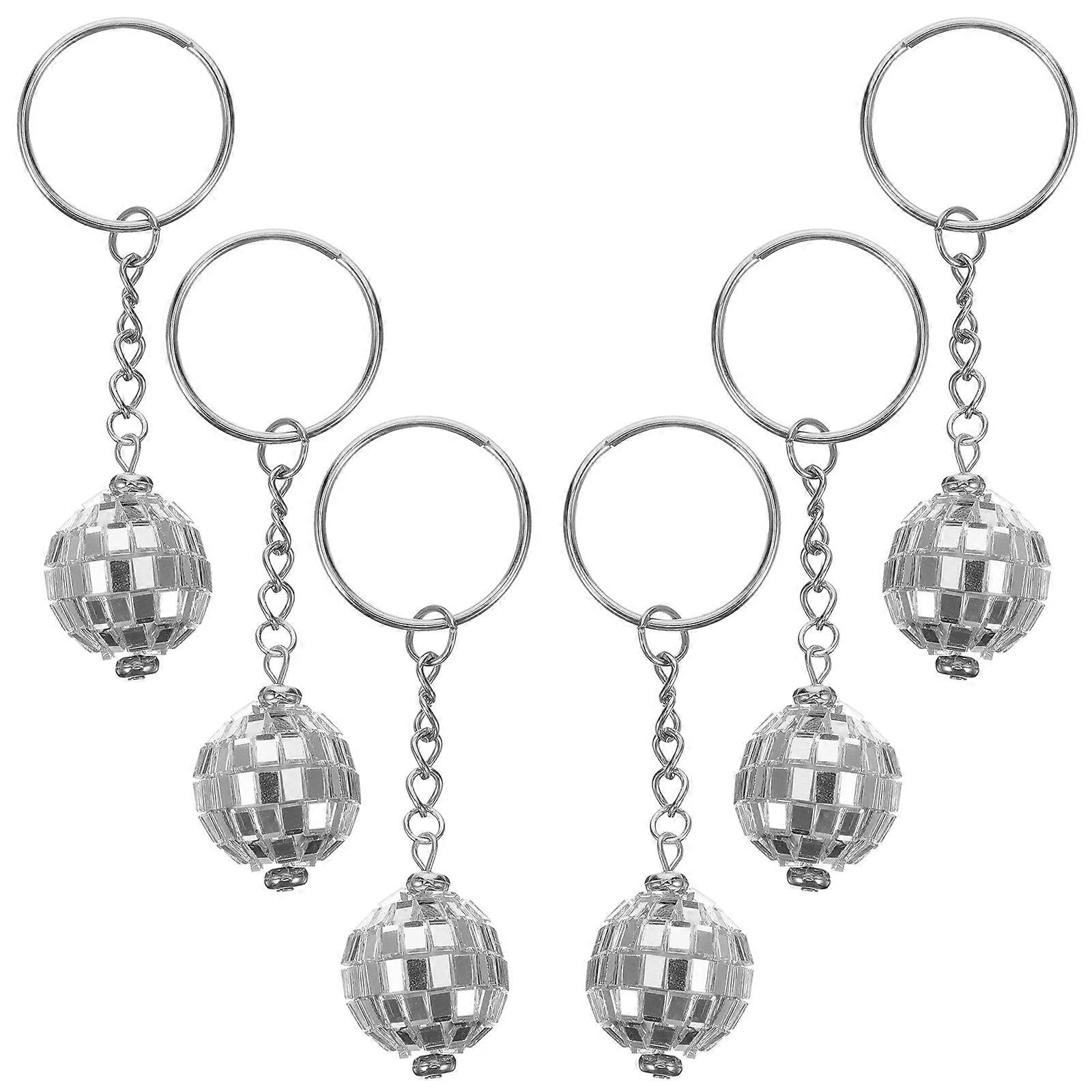 Disco Ball Keychain Pendant 6Pcs Decorative Keyring for Home