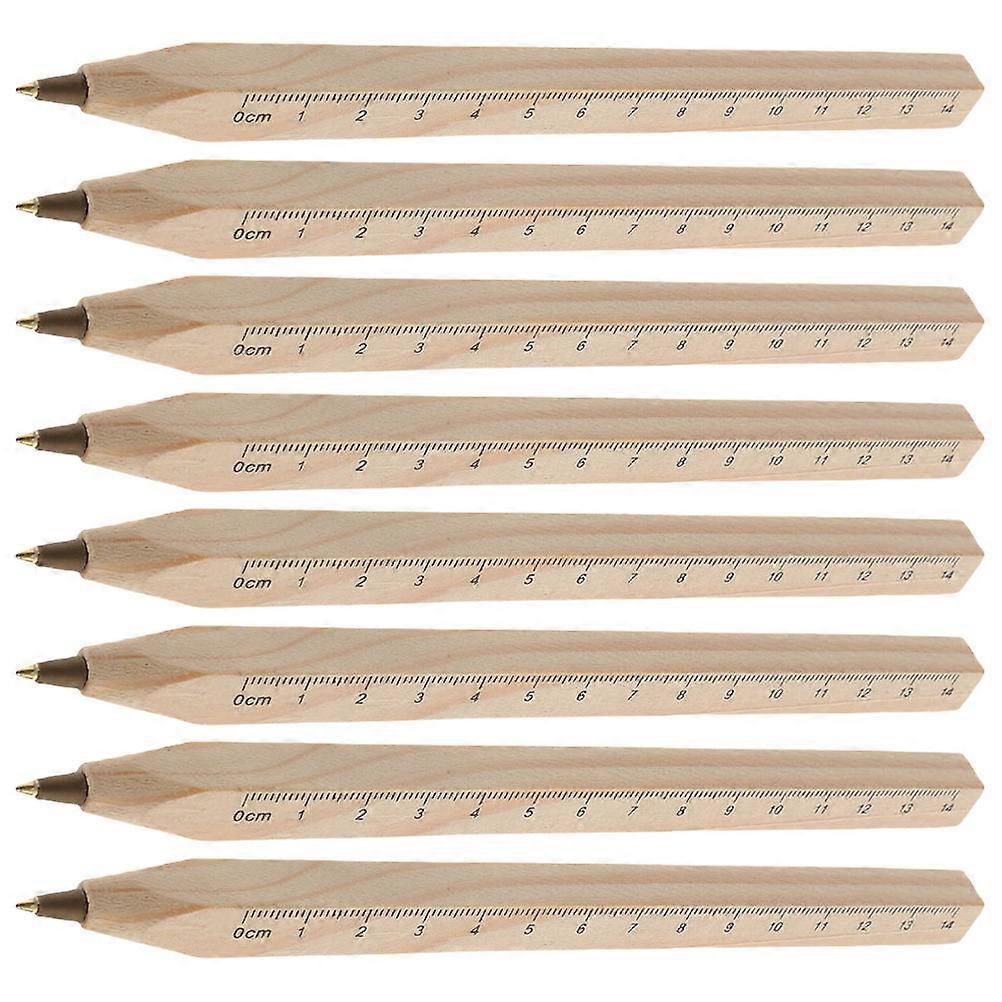 Wood Ballpoint Pen with Ruler for Writing 24Pcs Comfortable Square Grip