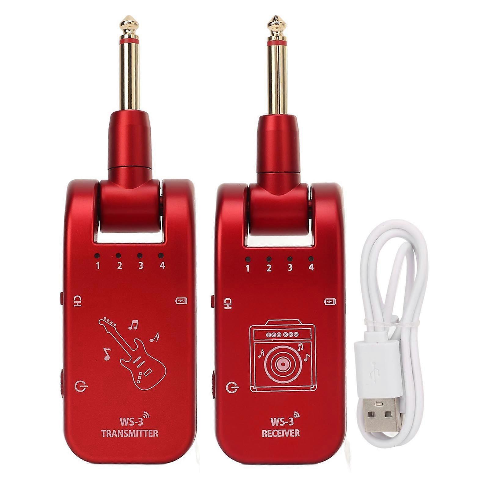 Wireless Guitar Transmitter Receiver Audio Transmission Upgraded USB Rechargeable Battery for Electric Instruments