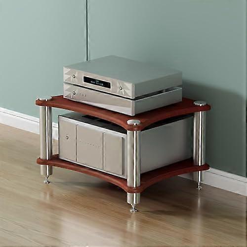 AV Media Stand 4Tier Wooden Console Shelf For Record Player And HiFi Tower Rack, Corner Cabinet Model C 60x48x40 cm