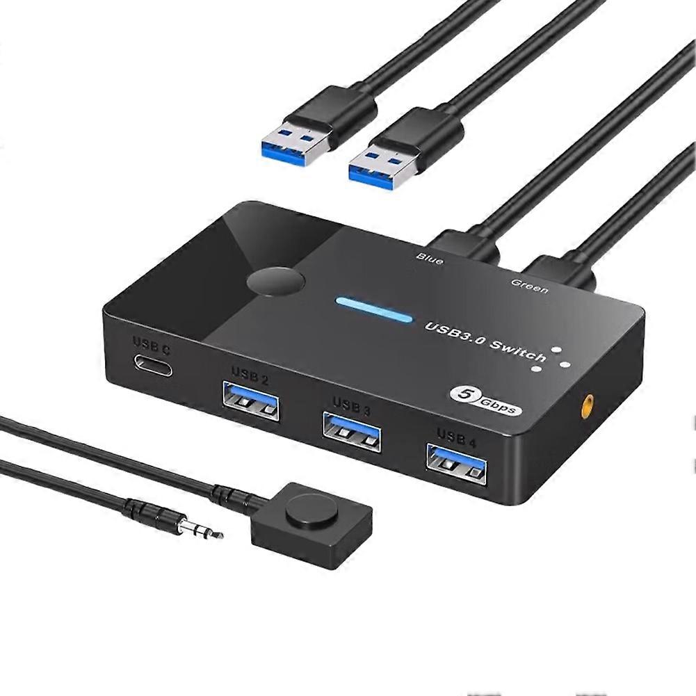 USB3.0 Switch 2 in 4 Out KVM Switch Laptop Host Sharing USB3.0 to Type-C Device Shared Mouse Keyboar