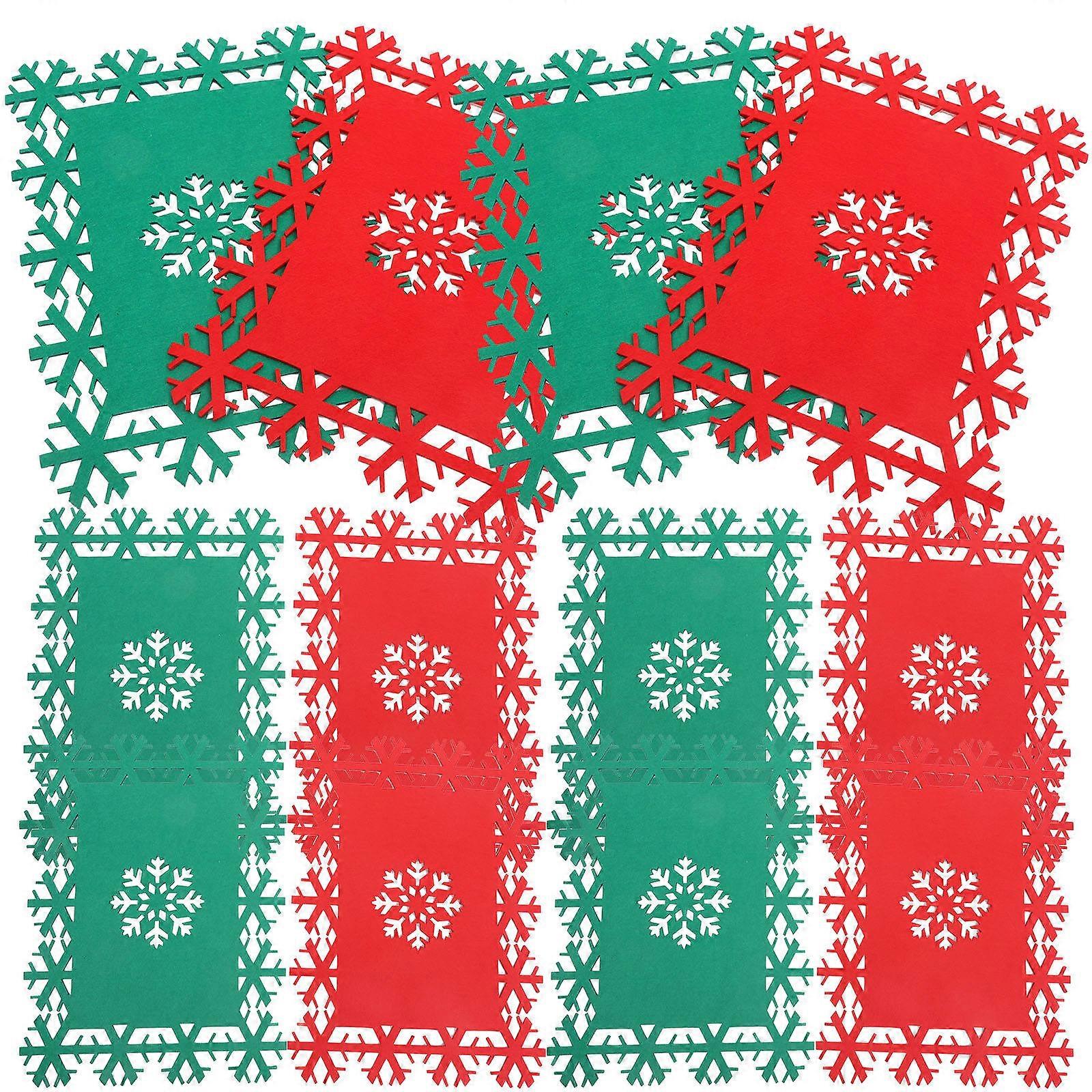 Reusable Felt Place Mat 48 Pcs Rectangular Christmas Style For Holiday Table Decor And Family Party Decoration