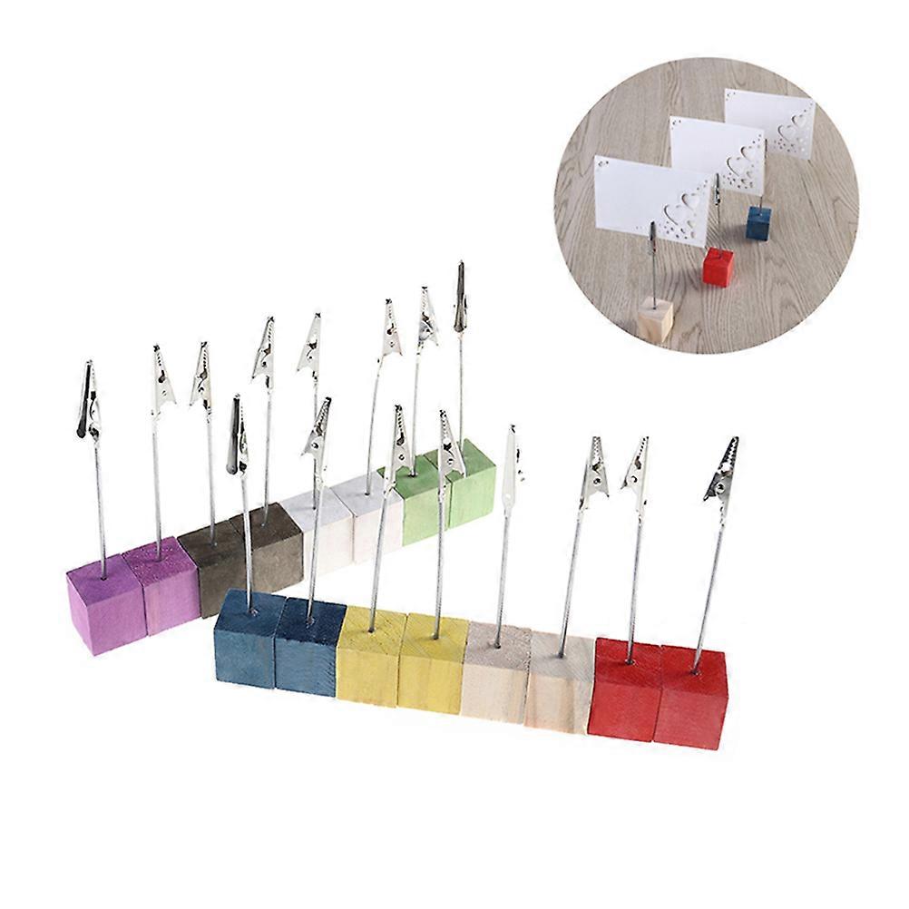 Stylish Square Wooden Photo Folder Clips For Office Supplies Assorted Color Strong Hold 48Pcs
