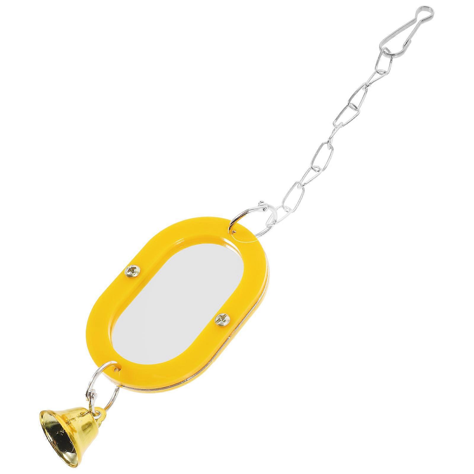 Bird Mirror Parrot Hanging Mirror Toy with Bell 5Pcs for Pet Parakeet Cage