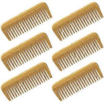 Natural Bamboo Wooden Hair Comb Eco Friendly Wide Tooth6PCS
