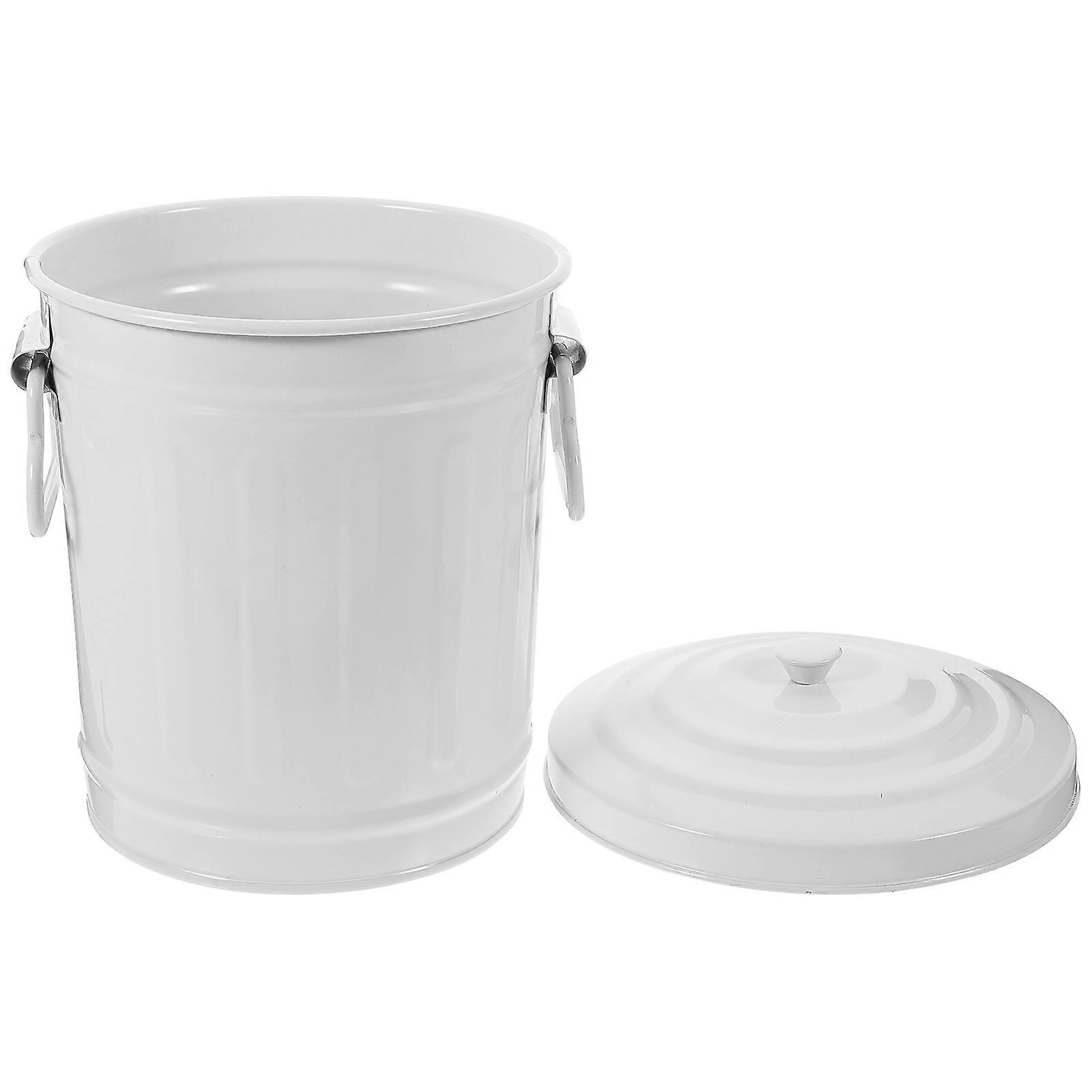 Storage Can With Lid Commercial Trash Can With Lid Retro Design Bedroom 17x14x14 Cm 1Pcs