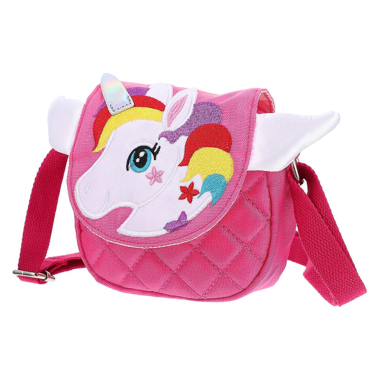 Rosy Cartoon Unicorn Crossbody Bag for Storage 4Pcs Toddler Shoulder