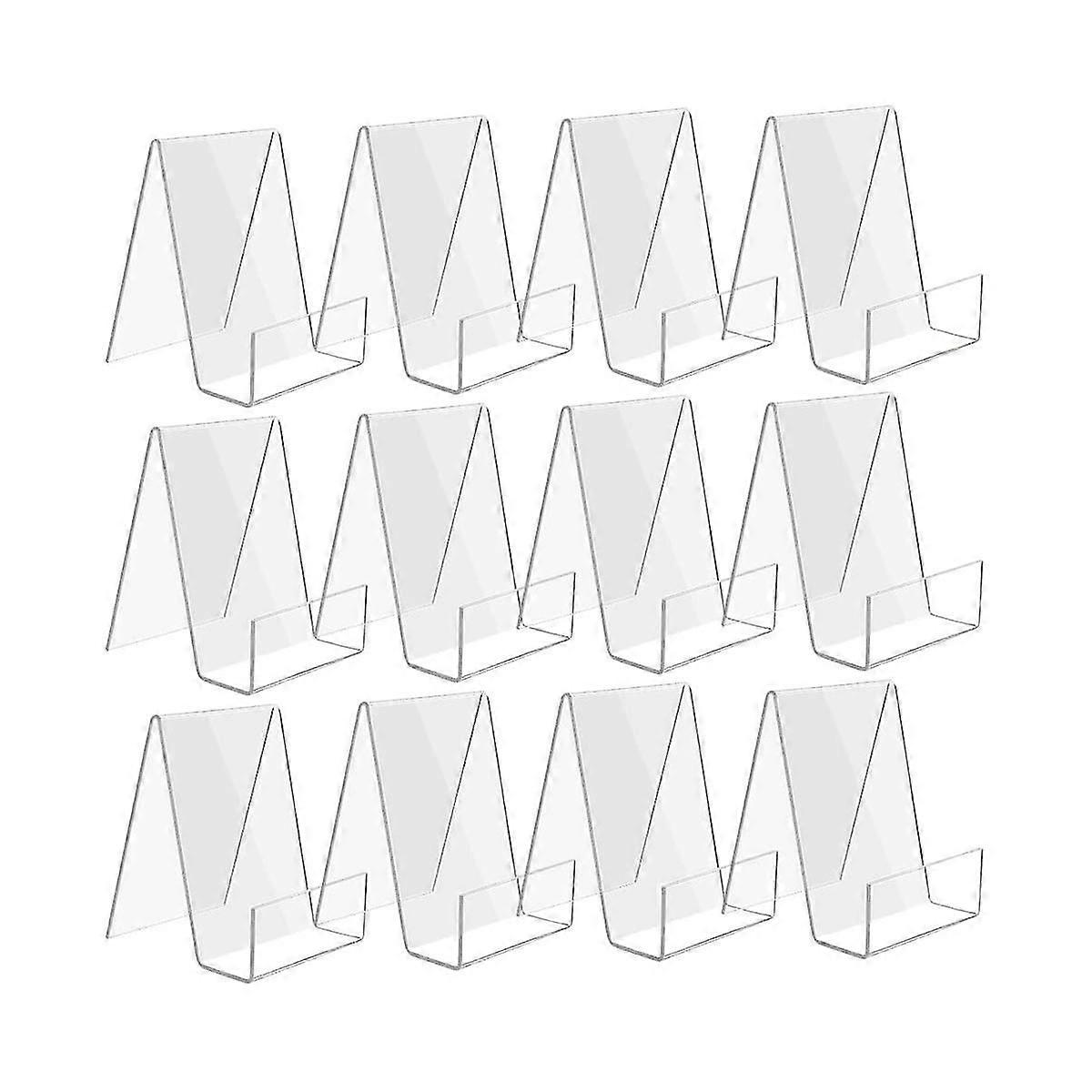 מארז 12 מעמד לספר אקרילי, מחזיק ספרים שקוף, מעמד תצוגה אקרילי קטן לספרים, תמונות, חוברות, טאבלטים