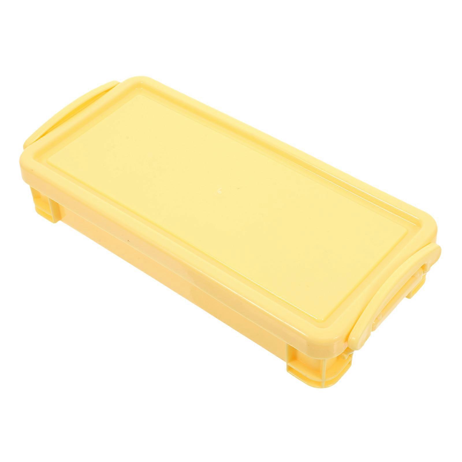 Hard Plastic Pencil Box for Storage 4Pcs Stackable Yellow Pencil Organizer