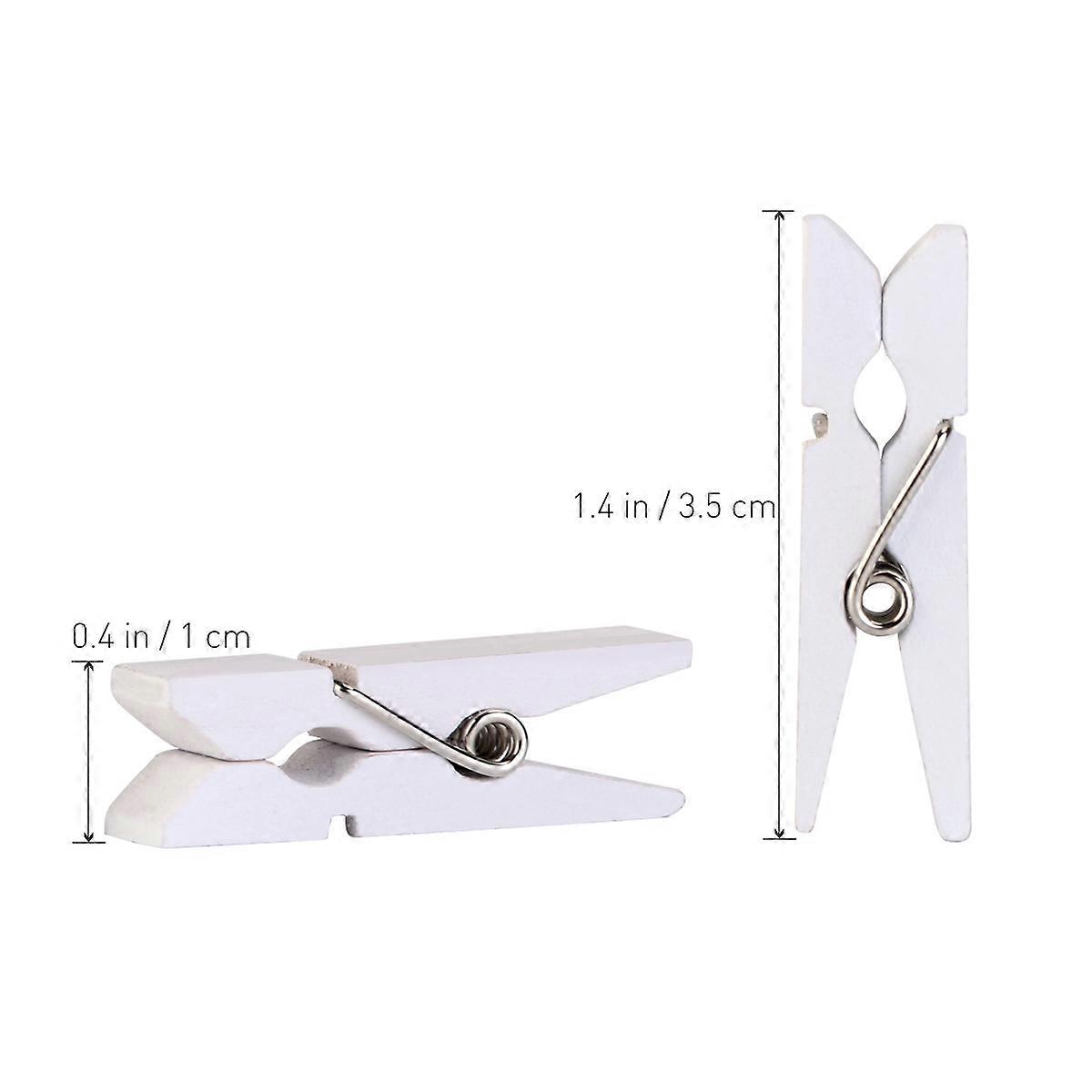 100Pcs Set White Mini Clothespins For DIY Project Clipping Photos With Ergonomic Design And Anti-Rust Spring