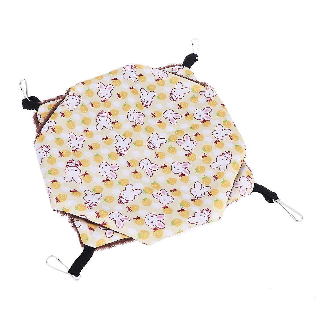 Small Pet Cage Hammock Chinchilla Bed Easy To Attach Machine Washable Yellow Bunny 1Set